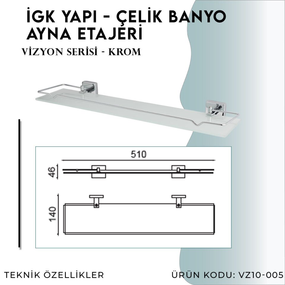 İGK YAPI - Çelik Banyo Vizyon Gold Etajer (VZ10-005.1)
