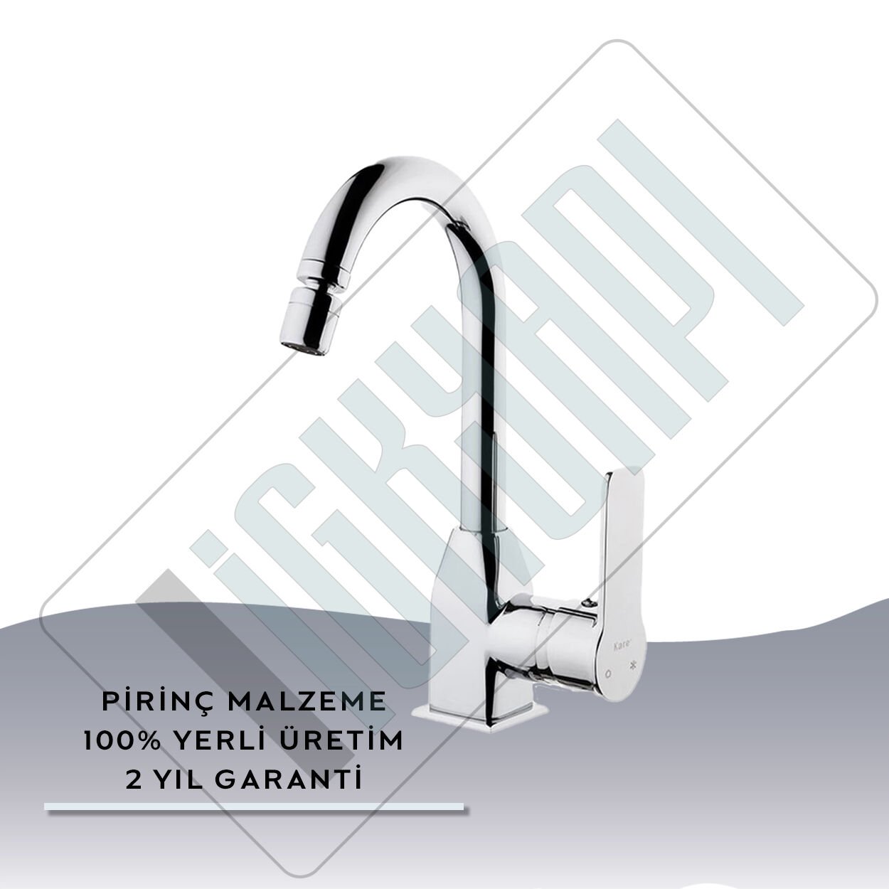 İGK YAPI – KARE KPE41002 Perla Kuğu Lavabo Bataryası