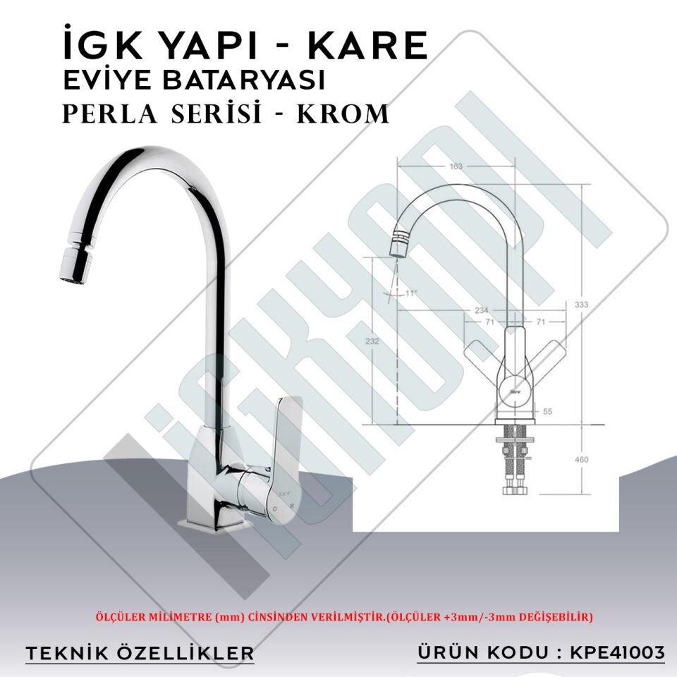 İGK YAPI – KARE KPE41003 Perla Eviye Bataryası