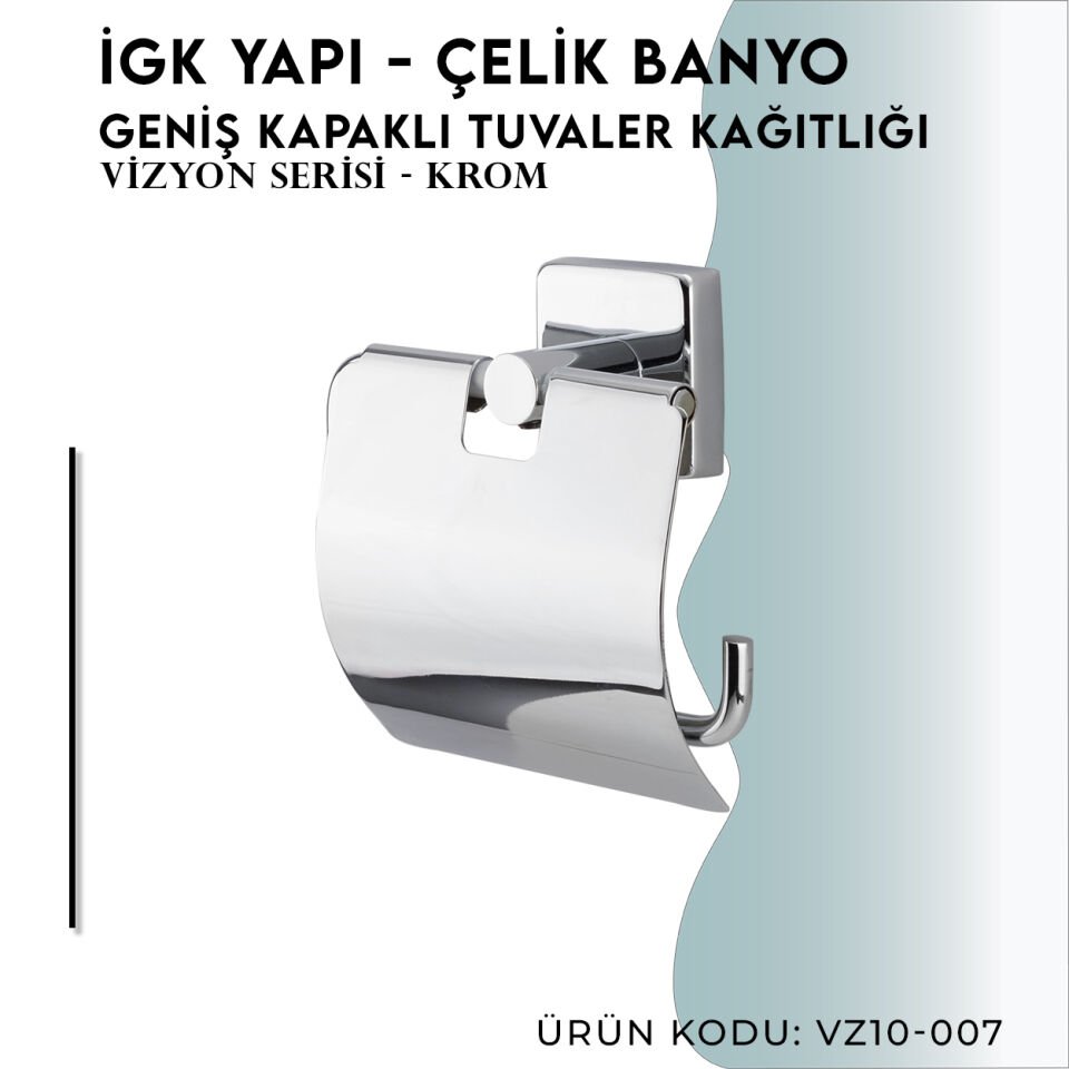 İGK YAPI - Çelik Banyo Vizyon Gold Geniş Kapaklı Tuvalet Kâğıtlığı (VZ10-007.1)