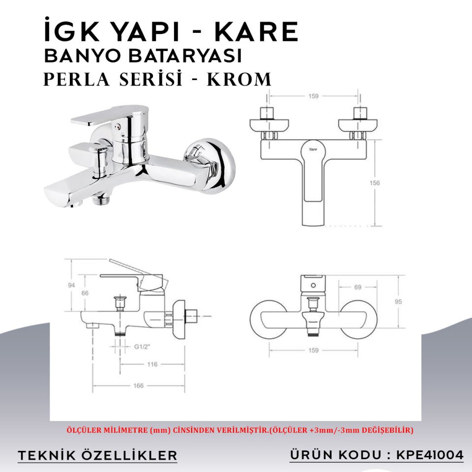 İGK YAPI – KARE KPE41004 Perla Banyo Bataryası