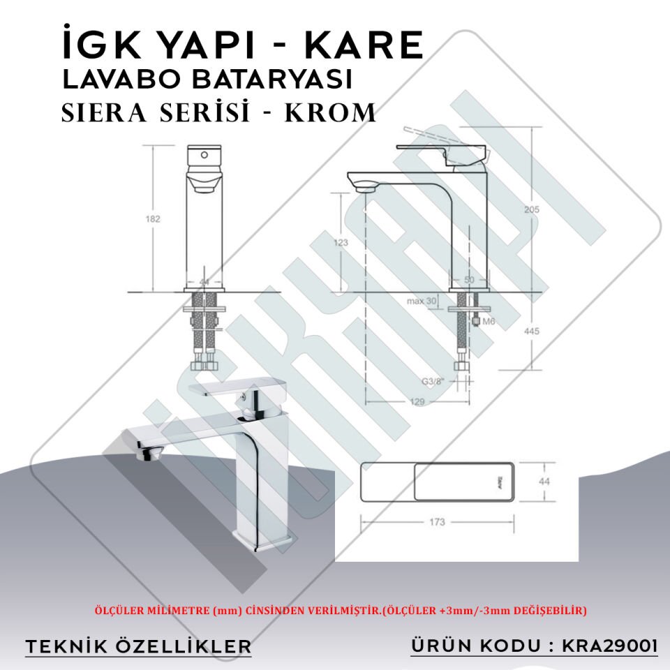 İGK YAPI – KARE KRA29001 Siera Lavabo Bataryası