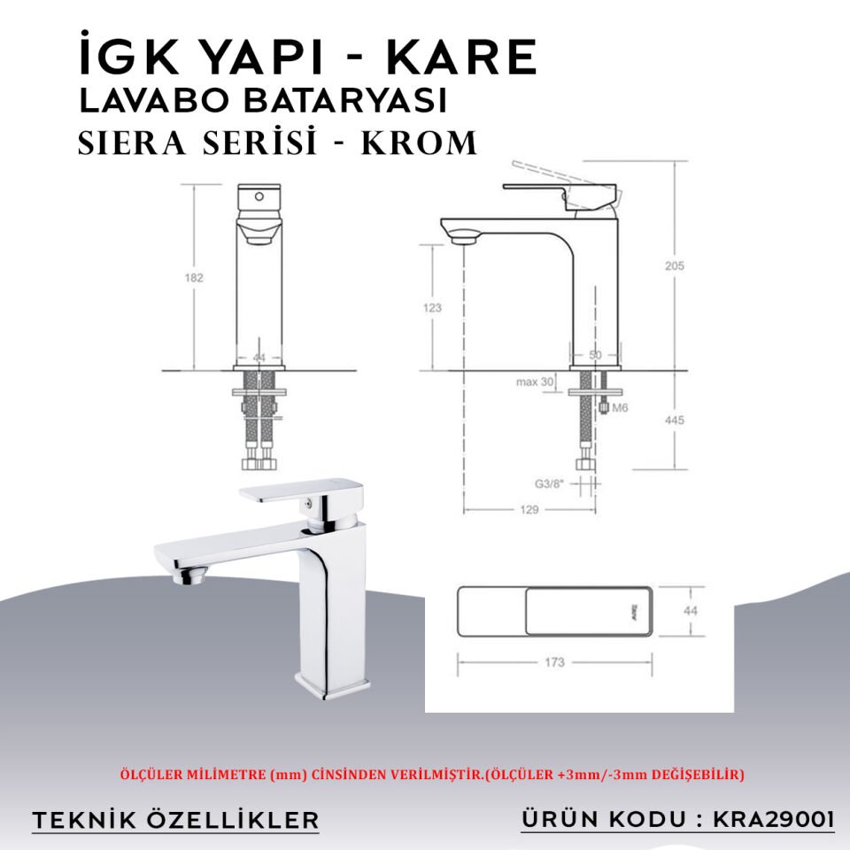 İGK YAPI – KARE KRA29001 Siera Lavabo Bataryası
