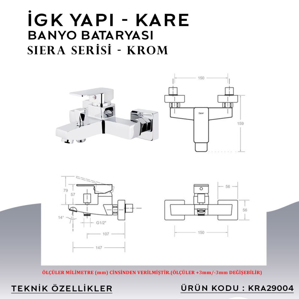 İGK YAPI – KARE KRA29004 Siera Banyo Bataryası