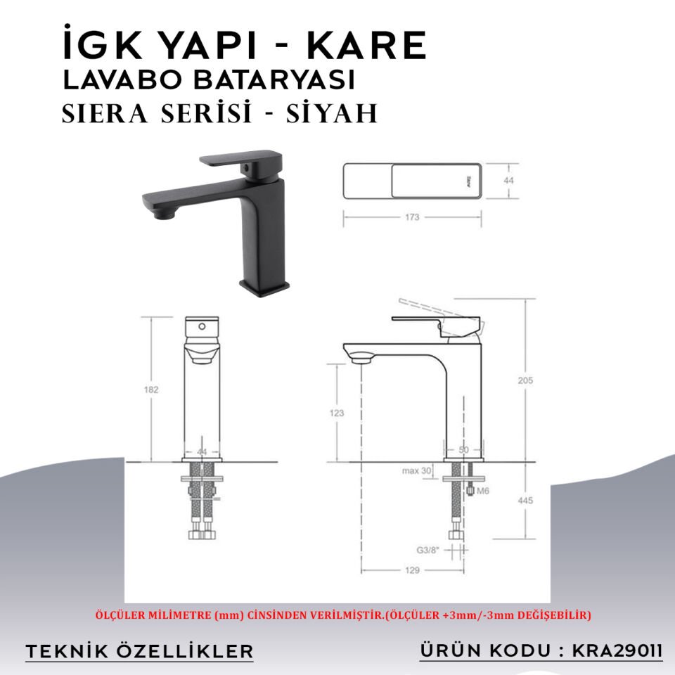İGK YAPI – KARE KRA29011 Siera Lavabo Bataryası