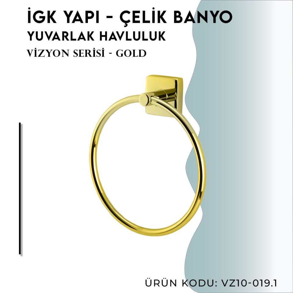 İGK YAPI - Çelik Banyo Vizyon Gold Yuvarlak Havluluk (VZ10-019.1)