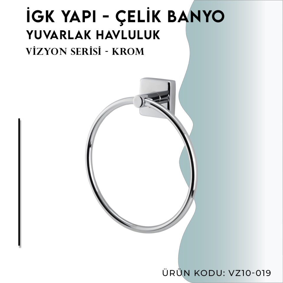 İGK YAPI - Çelik Banyo Vizyon Gold Yuvarlak Havluluk (VZ10-019.1)