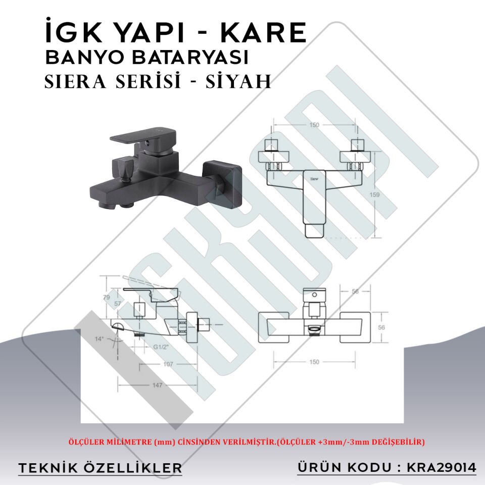 İGK YAPI – KARE KRA29014 Siera Banyo Bataryası