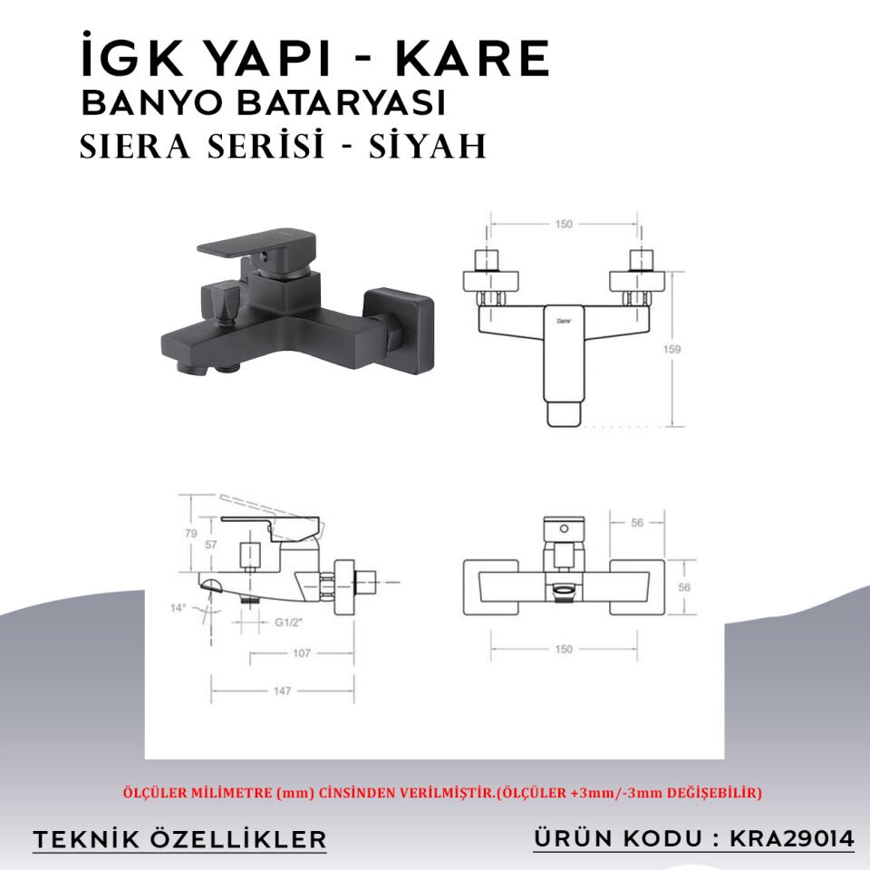 İGK YAPI – KARE KRA29014 Siera Banyo Bataryası