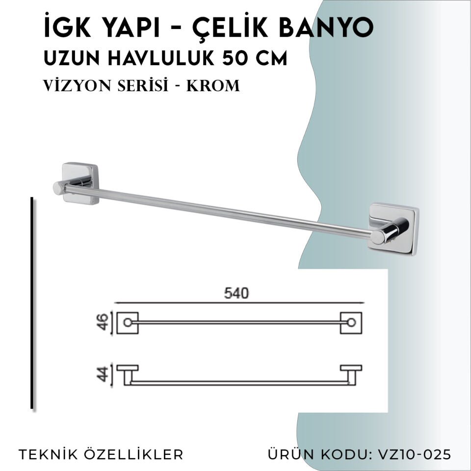 İGK YAPI - Çelik Banyo Vizyon Gold Uzun Havluluk 50cm (VZ10-025.1)
