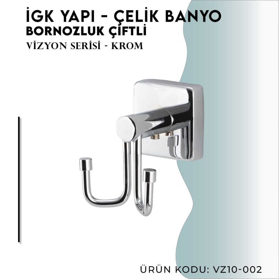 İGK YAPI - Çelik Banyo Vizyon Mat Mat Siyah Bornozluk Çiftli (VZ10-002.4)