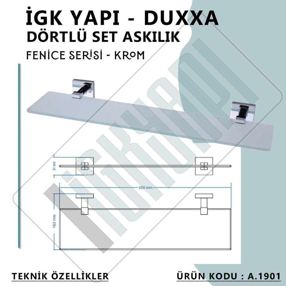 İGK YAPI - Duxxa Fenice Ayna Etajeri Krom (A.1901)