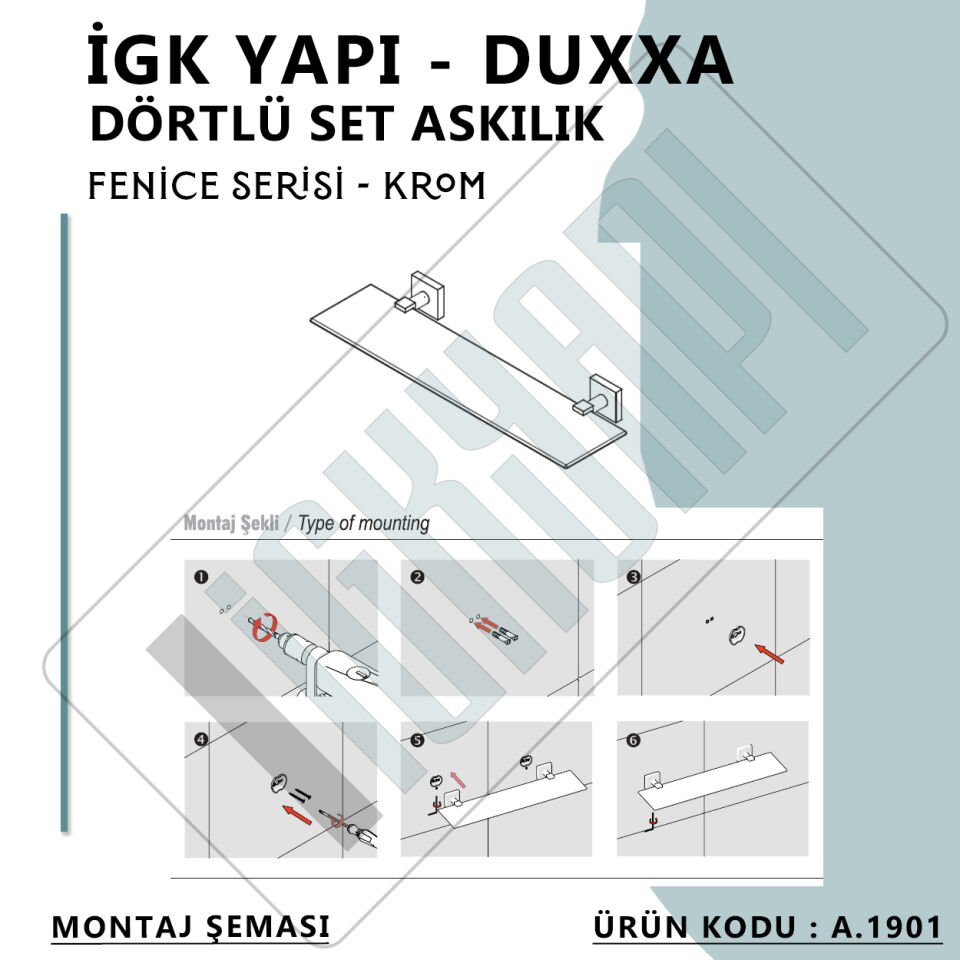 İGK YAPI - Duxxa Fenice Ayna Etajeri Krom (A.1901)