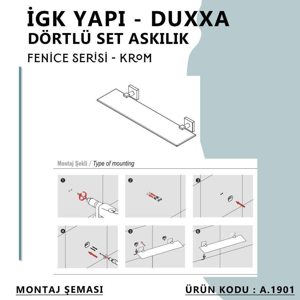 İGK YAPI - Duxxa Fenice Ayna Etajeri Krom (A.1901)