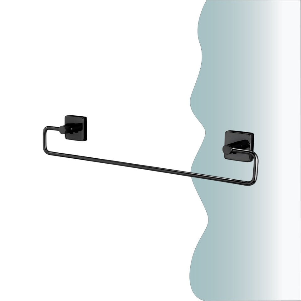 İGK YAPI - Çelik Banyo Vizyon Mat Siyah Uzun Havluluk 45cm (VZ10-006.4)
