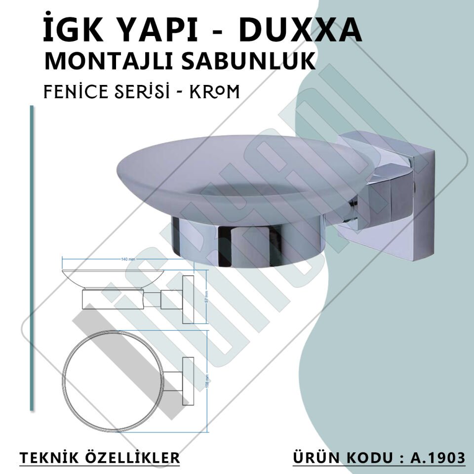 İGK YAPI - Duxxa Fenice Montajlı Sabunluk Krom (A.1903)
