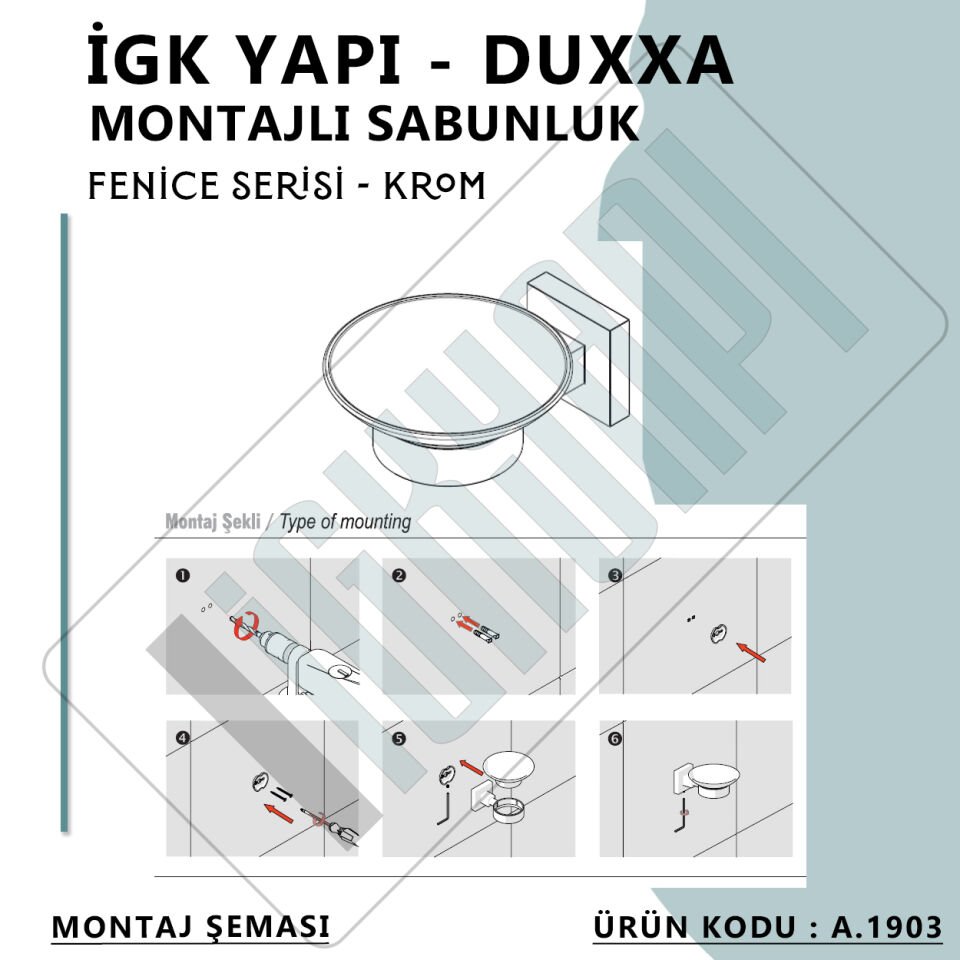 İGK YAPI - Duxxa Fenice Montajlı Sabunluk Krom (A.1903)