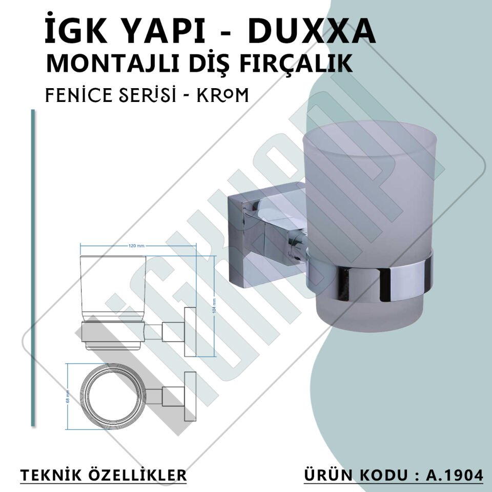 İGK YAPI - Duxxa Fenice Montajlı Diş Fırçalık Krom (A.1904)