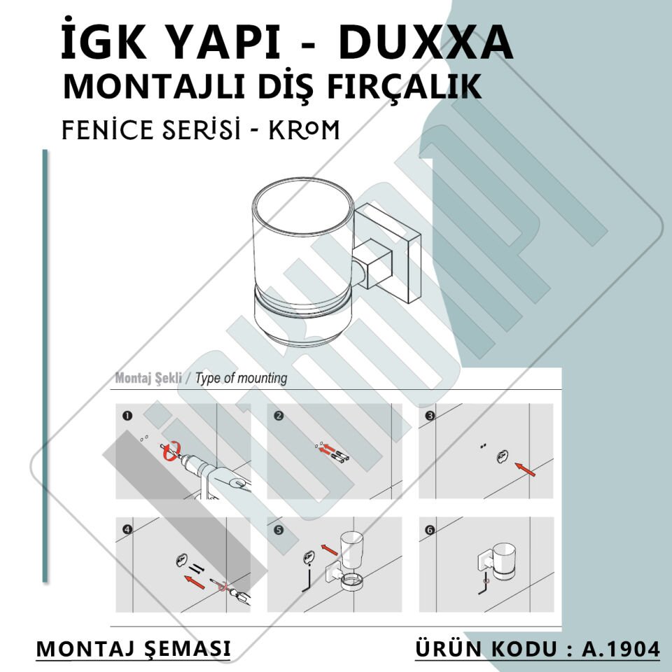 İGK YAPI - Duxxa Fenice Montajlı Diş Fırçalık Krom (A.1904)