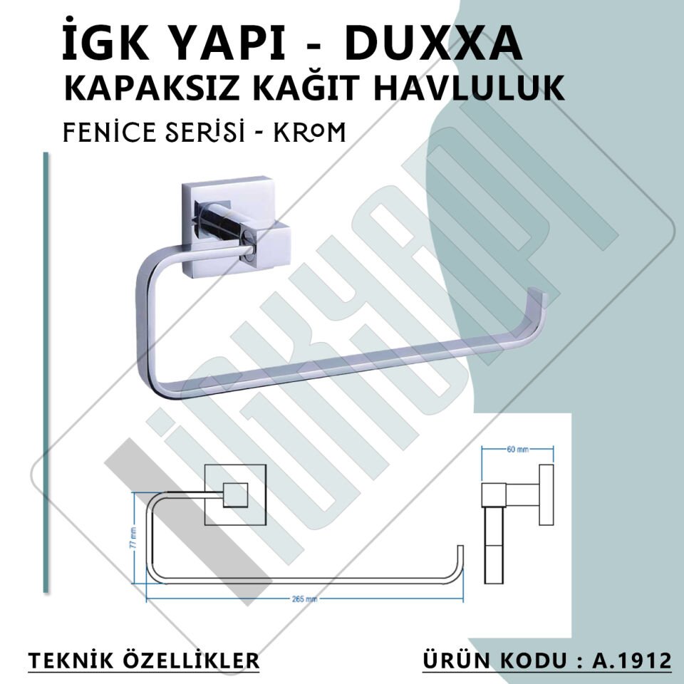 İGK YAPI - Duxxa Fenice Kapaksız Kağıt Havluluk Krom (A.1912)