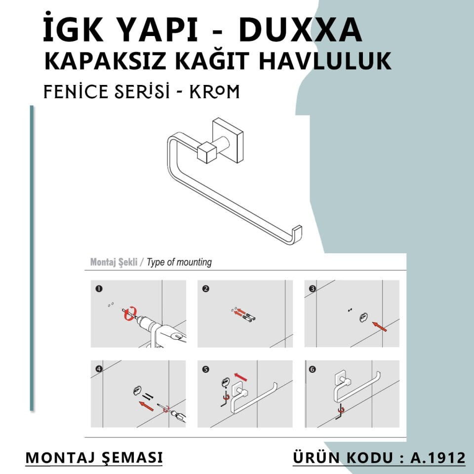 İGK YAPI - Duxxa Fenice Kapaksız Kağıt Havluluk Krom (A.1912)