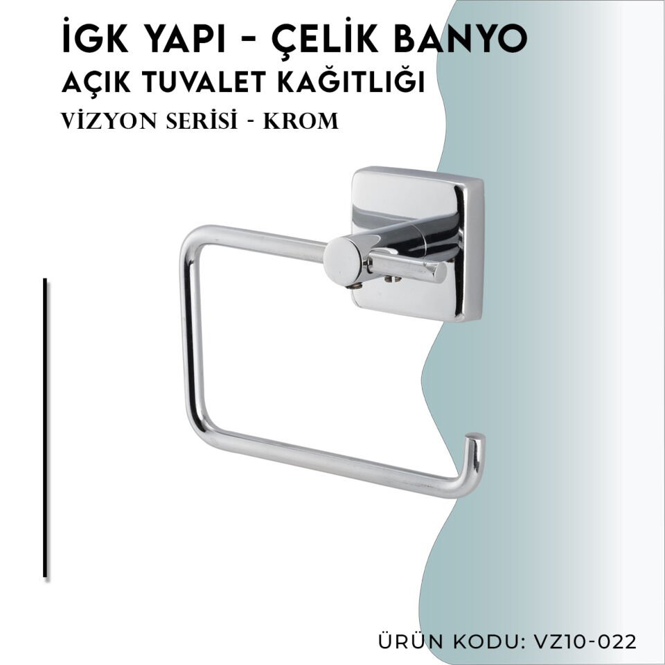 İGK YAPI - Çelik Banyo Vizyon Mat Siyah Açık Tuvalet Kâğıtlığı (VZ10-022.4)