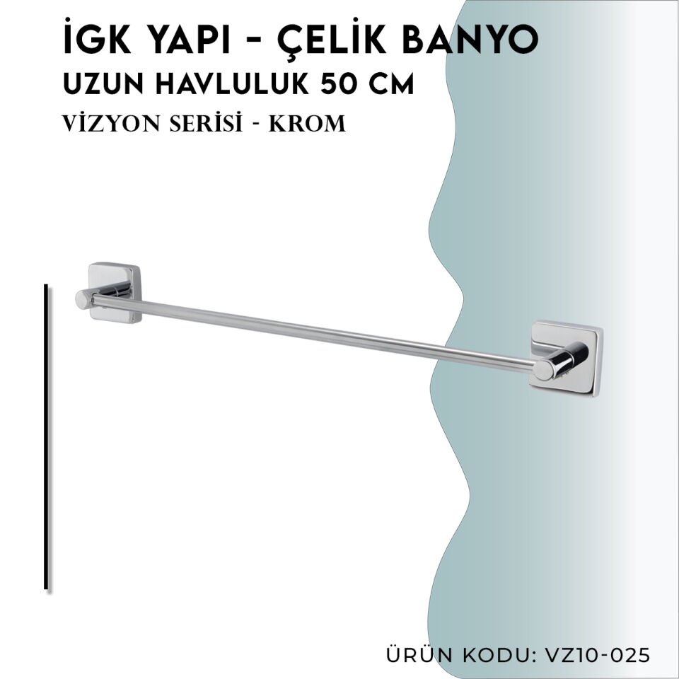 İGK YAPI - Çelik Banyo Vizyon Mat Siyah Uzun Havluluk 50cm (VZ10-025.4)