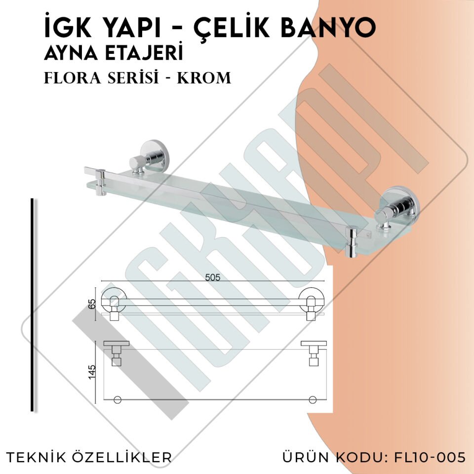İGK YAPI - Çelik Banyo Flora Etajer (FL10-005)