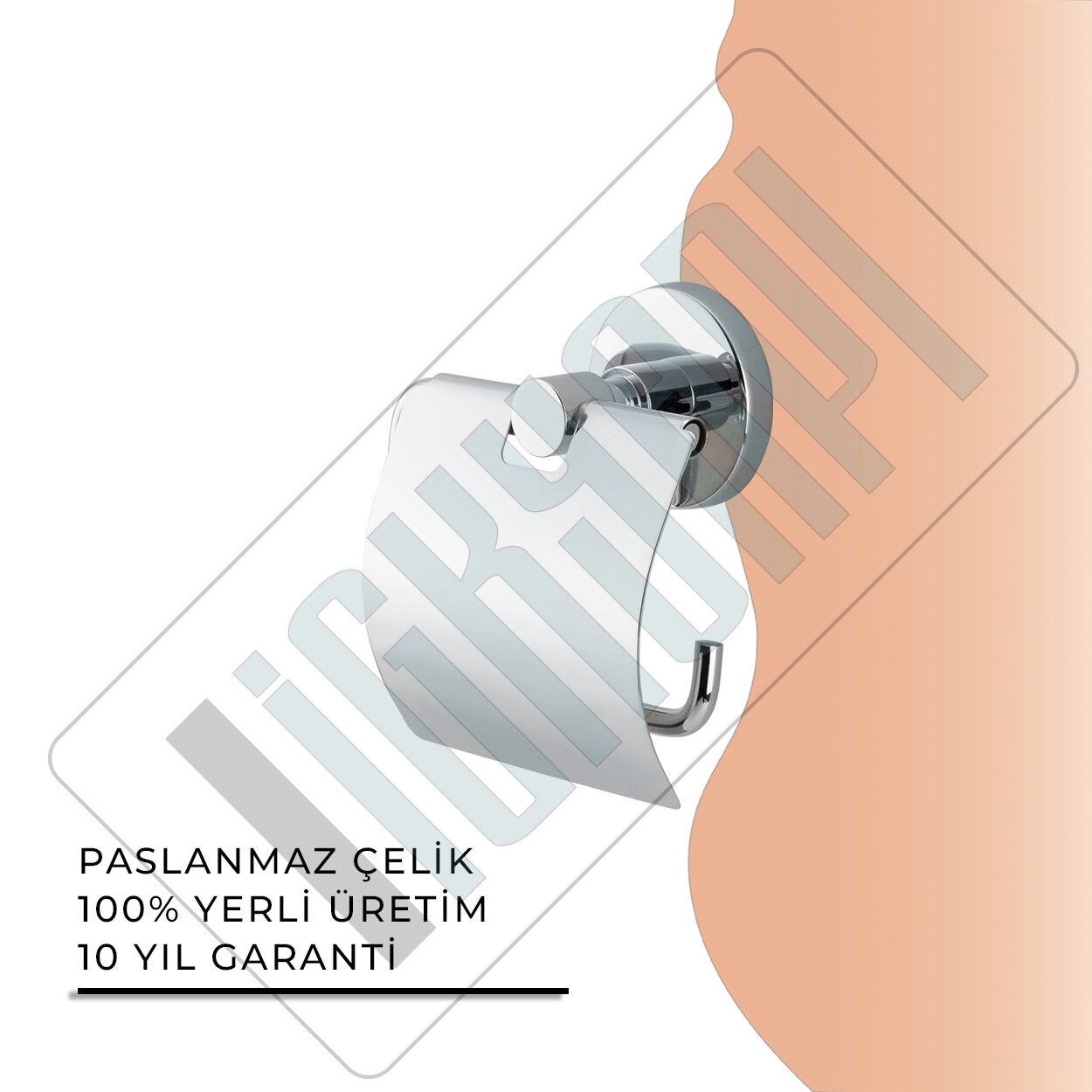 İGK YAPI - Çelik Banyo Flora Geniş Kapaklı Tuvalet Kâğıtlığı (FL10-007)