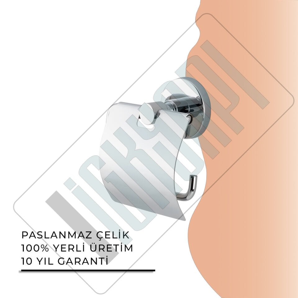 İGK YAPI - Çelik Banyo Flora Geniş Kapaklı Tuvalet Kâğıtlığı (FL10-007)