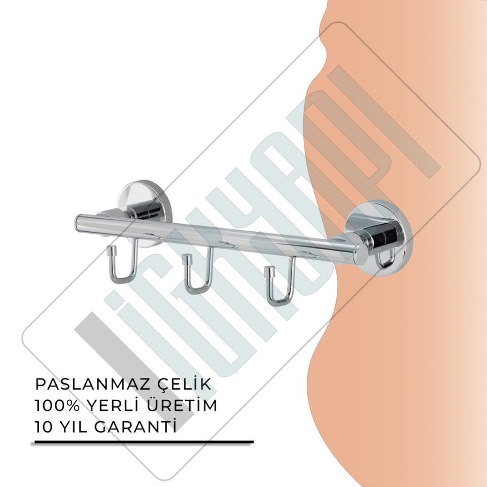 İGK YAPI - Çelik Banyo Flora Üçlü Askılık (FL10-009)