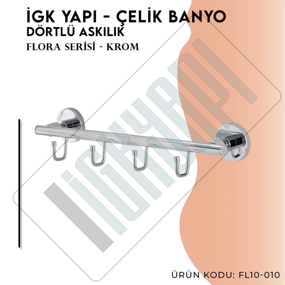 İGK YAPI - Çelik Banyo Flora Dörtlü Askılık (FL10-010)