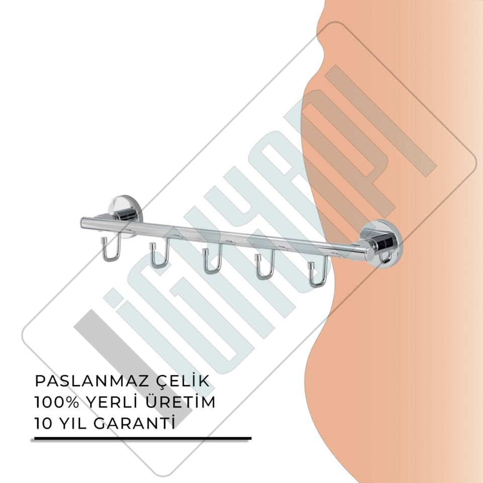 İGK YAPI - Çelik Banyo Flora Beşli Askılık (FL10-011)