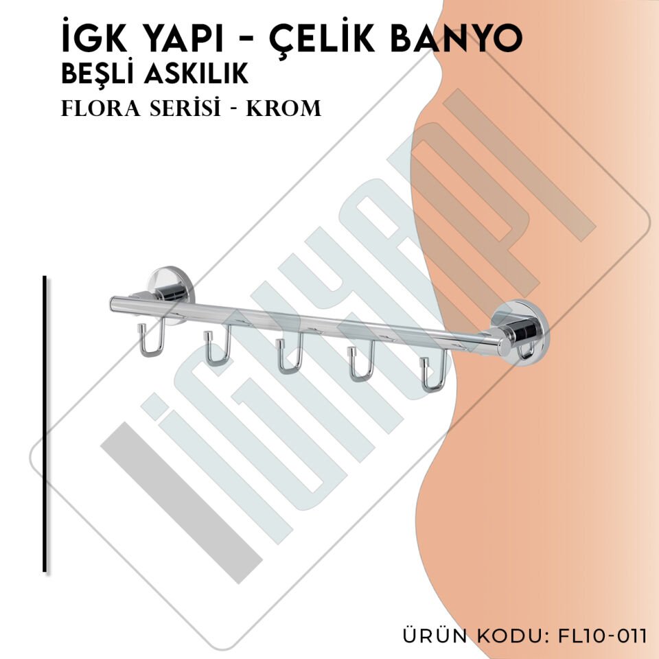 İGK YAPI - Çelik Banyo Flora Beşli Askılık (FL10-011)