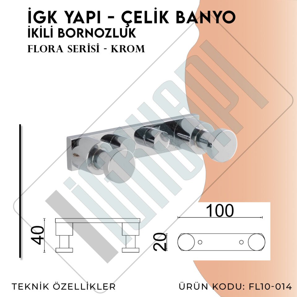 İGK YAPI - Çelik Banyo Flora İkili Bornozluk (FL10-014)