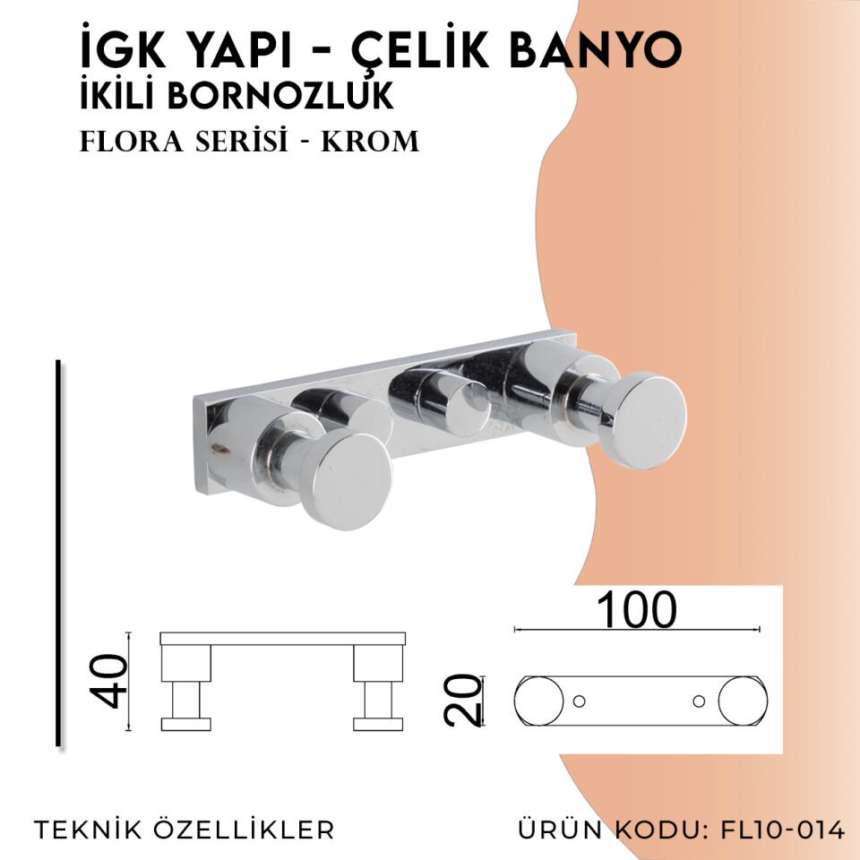 İGK YAPI - Çelik Banyo Flora İkili Bornozluk (FL10-014)