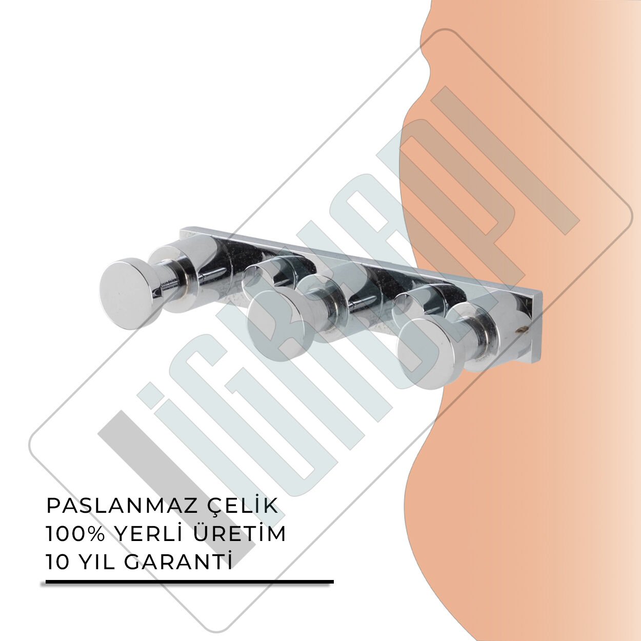 İGK YAPI - Çelik Banyo Flora Üçlü Askılık (FL10-015)