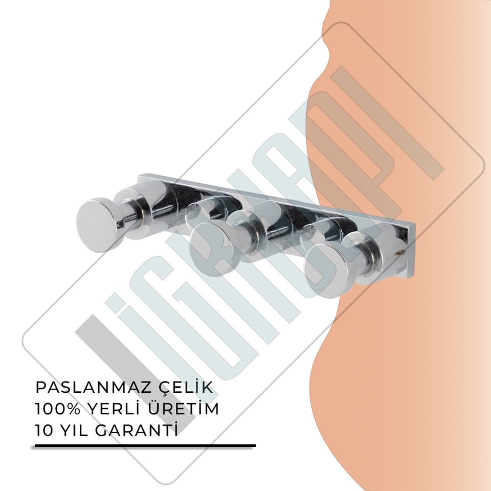 İGK YAPI - Çelik Banyo Flora Üçlü Askılık (FL10-015)