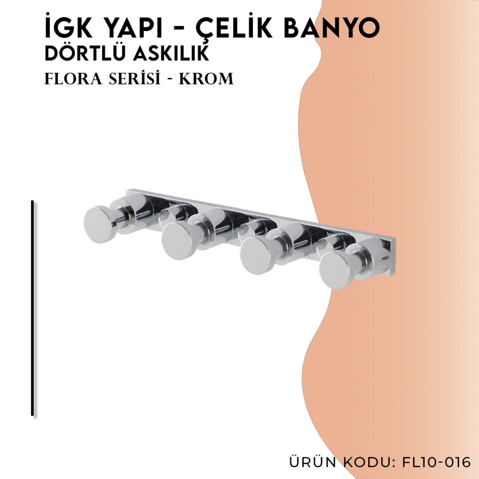 İGK YAPI - Çelik Banyo Flora Dörtlü Askılık (FL10-016)
