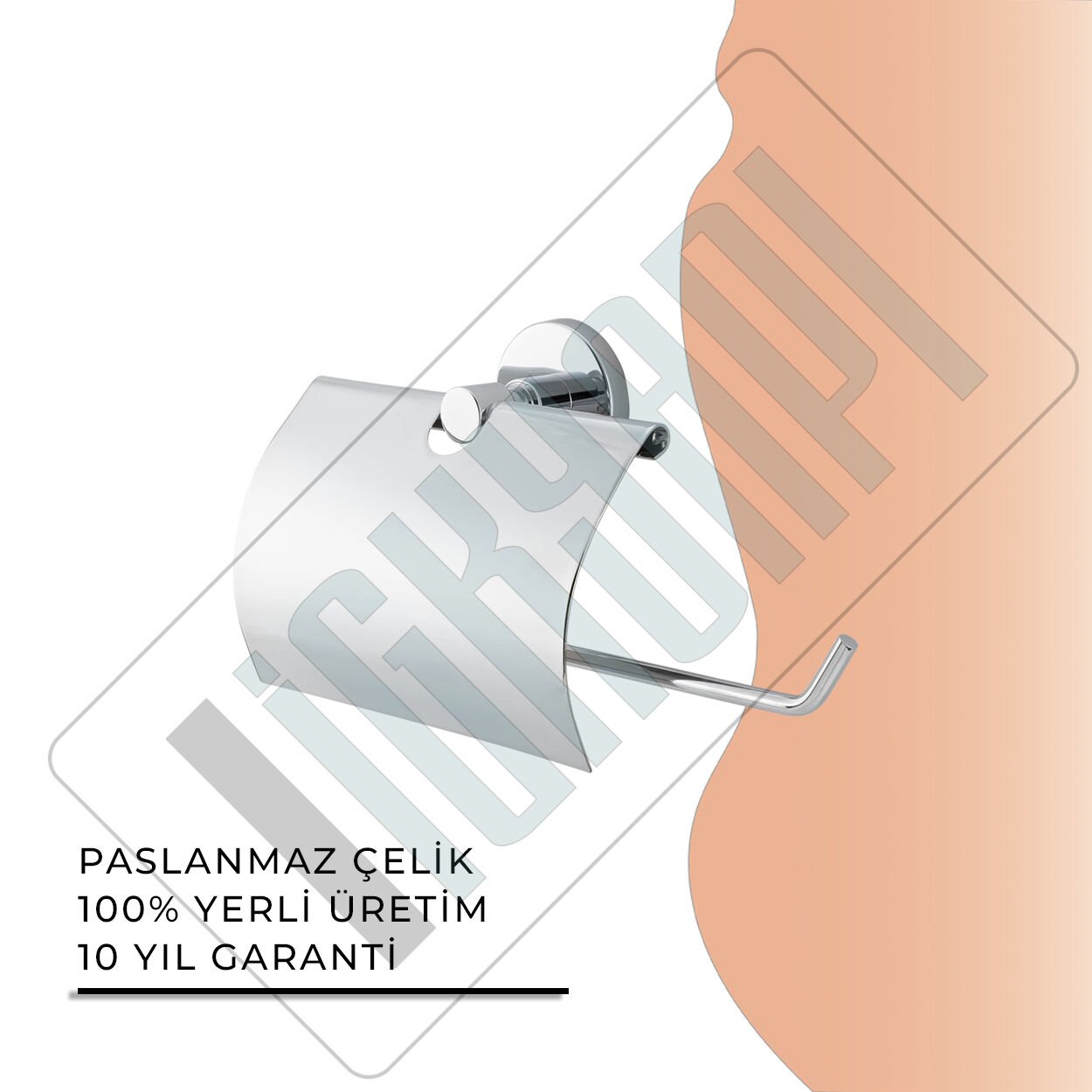 İGK YAPI - Çelik Banyo Flora Geniş Kapaklı Kâğıt Havluluk (FL10-021)