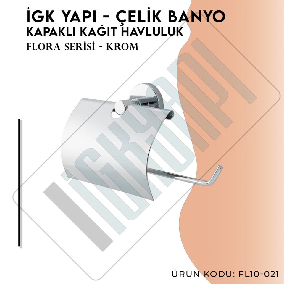 İGK YAPI - Çelik Banyo Flora Geniş Kapaklı Kâğıt Havluluk (FL10-021)