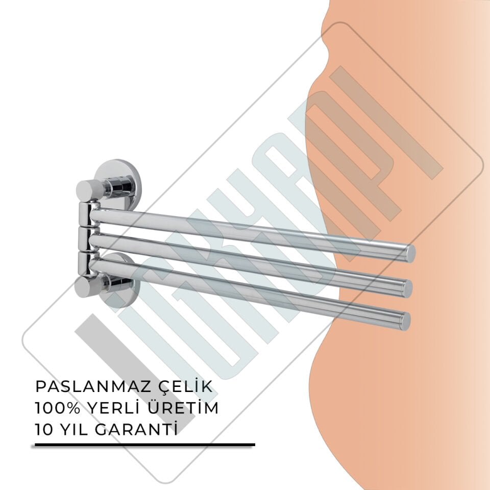 İGK YAPI - Çelik Banyo Flora Üçlü Döner Havluluk (FL10-024)