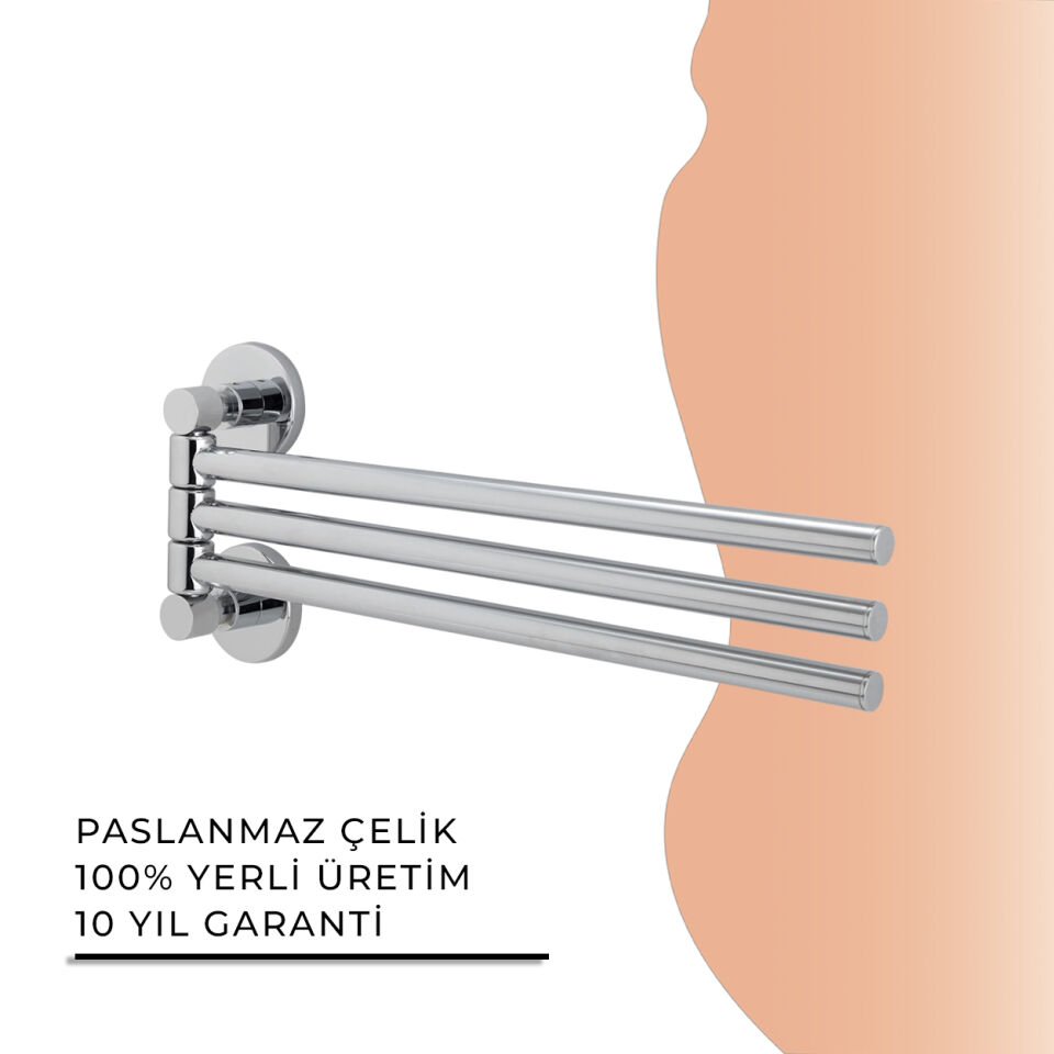 İGK YAPI - Çelik Banyo Flora Üçlü Döner Havluluk (FL10-024)
