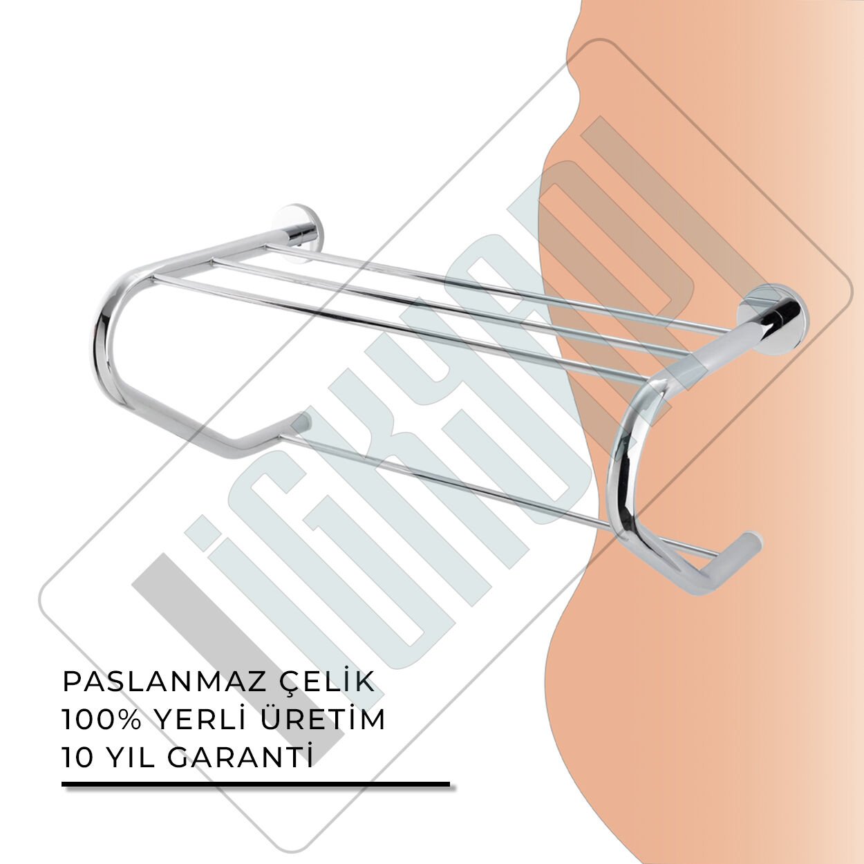İGK YAPI - Çelik Banyo Flora Destekli Raf Havluluk 50cm (FL10-030)