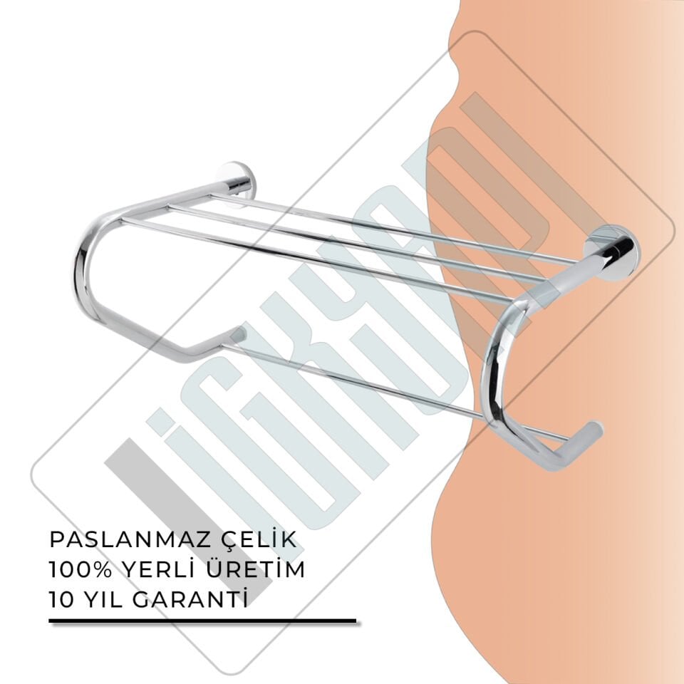 İGK YAPI - Çelik Banyo Flora Destekli Raf Havluluk 50cm (FL10-030)