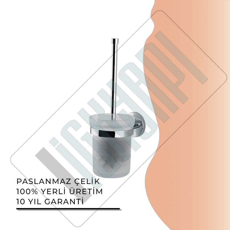 İGK YAPI - Çelik Banyo Flora Montajlı Klozet Fırçası (FL10-034)