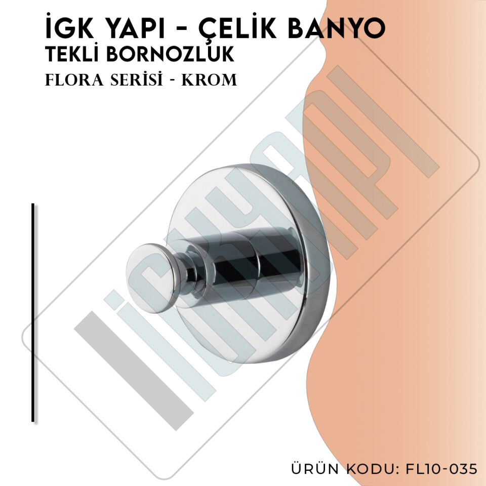 İGK YAPI - Çelik Banyo Flora Tekli Bornozluk (FL10-035)