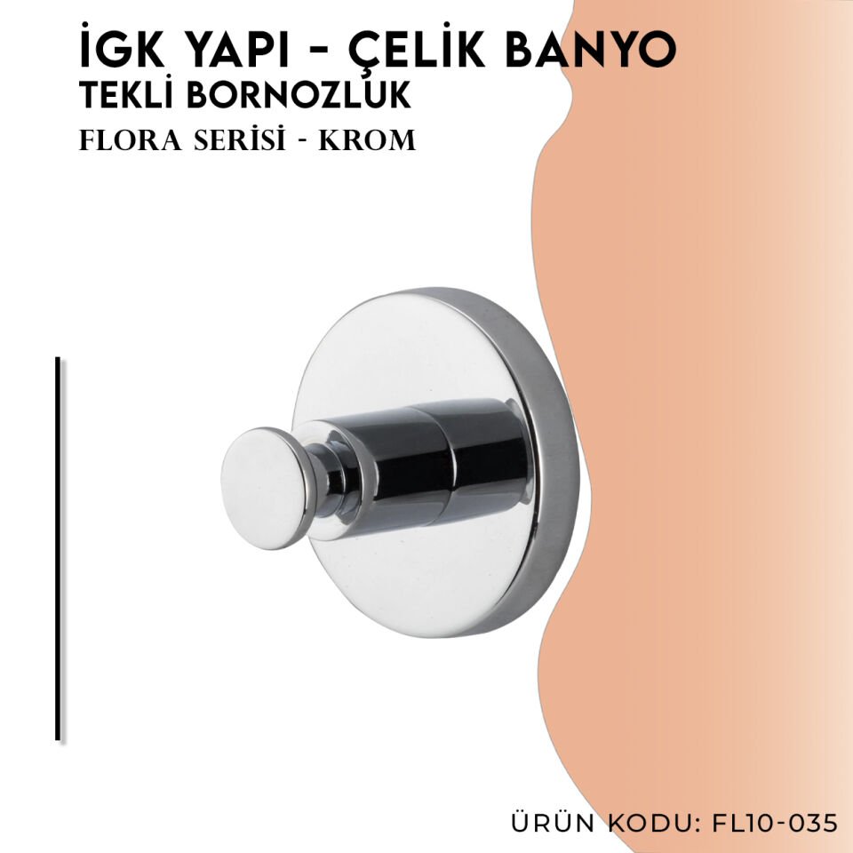 İGK YAPI - Çelik Banyo Flora Tekli Bornozluk (FL10-035)