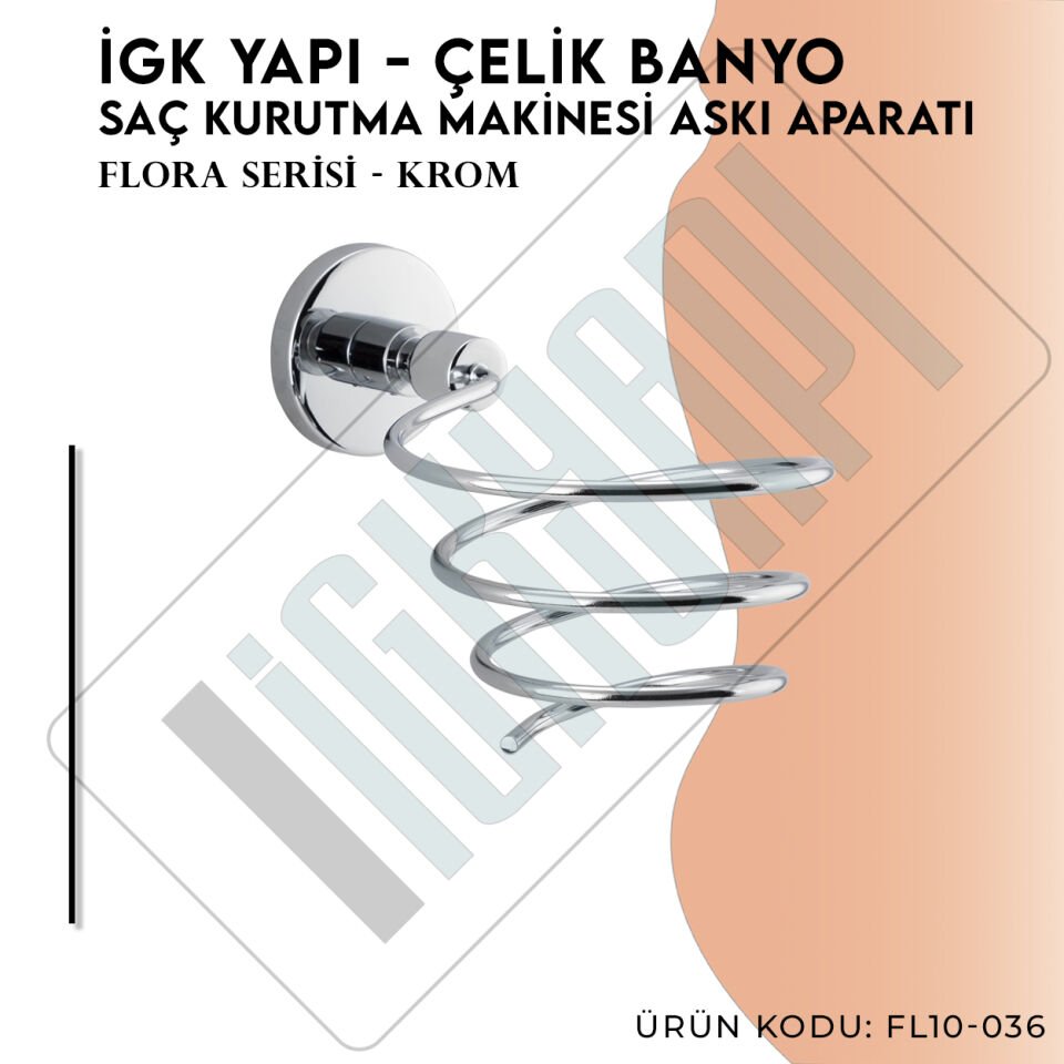 İGK YAPI - Çelik Banyo Flora Saç Kurutma Makinesi Askı Aparatı (FL10-036)