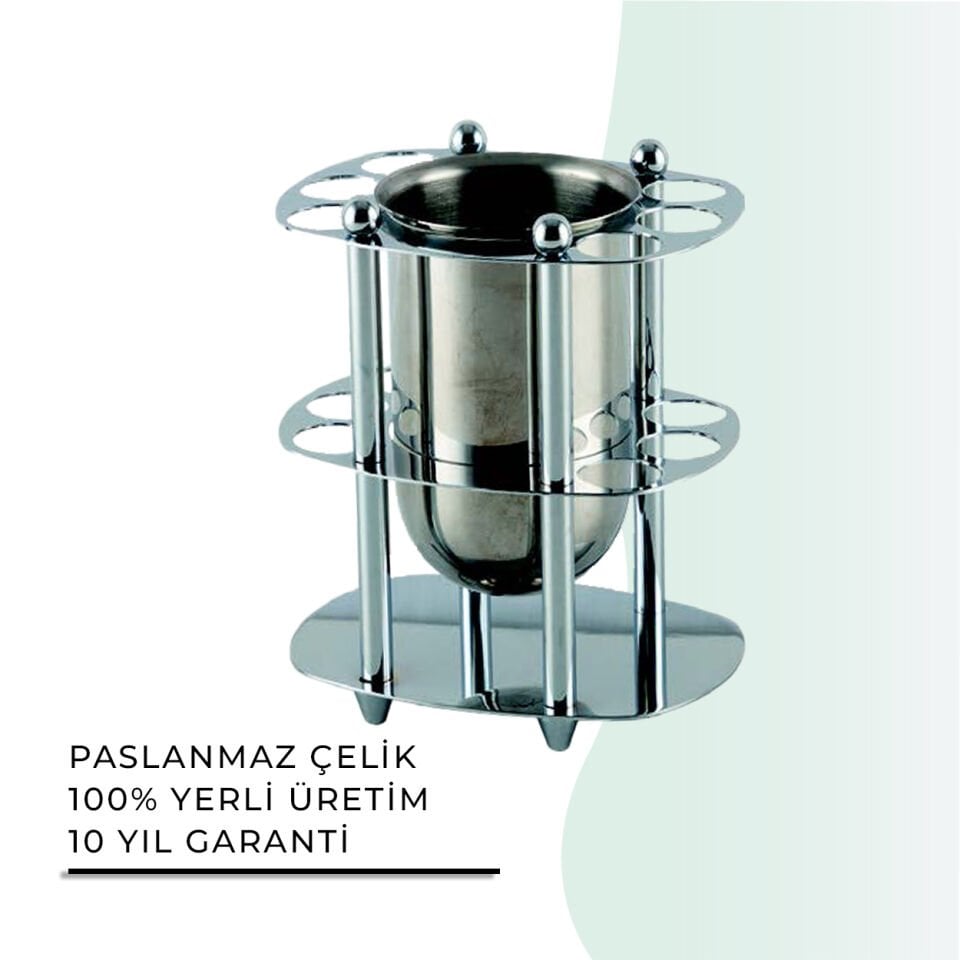 İGK YAPI - CLK Banyo Desen Metal Set Üstü Krom Bardaklı Fırçalık (50-076)